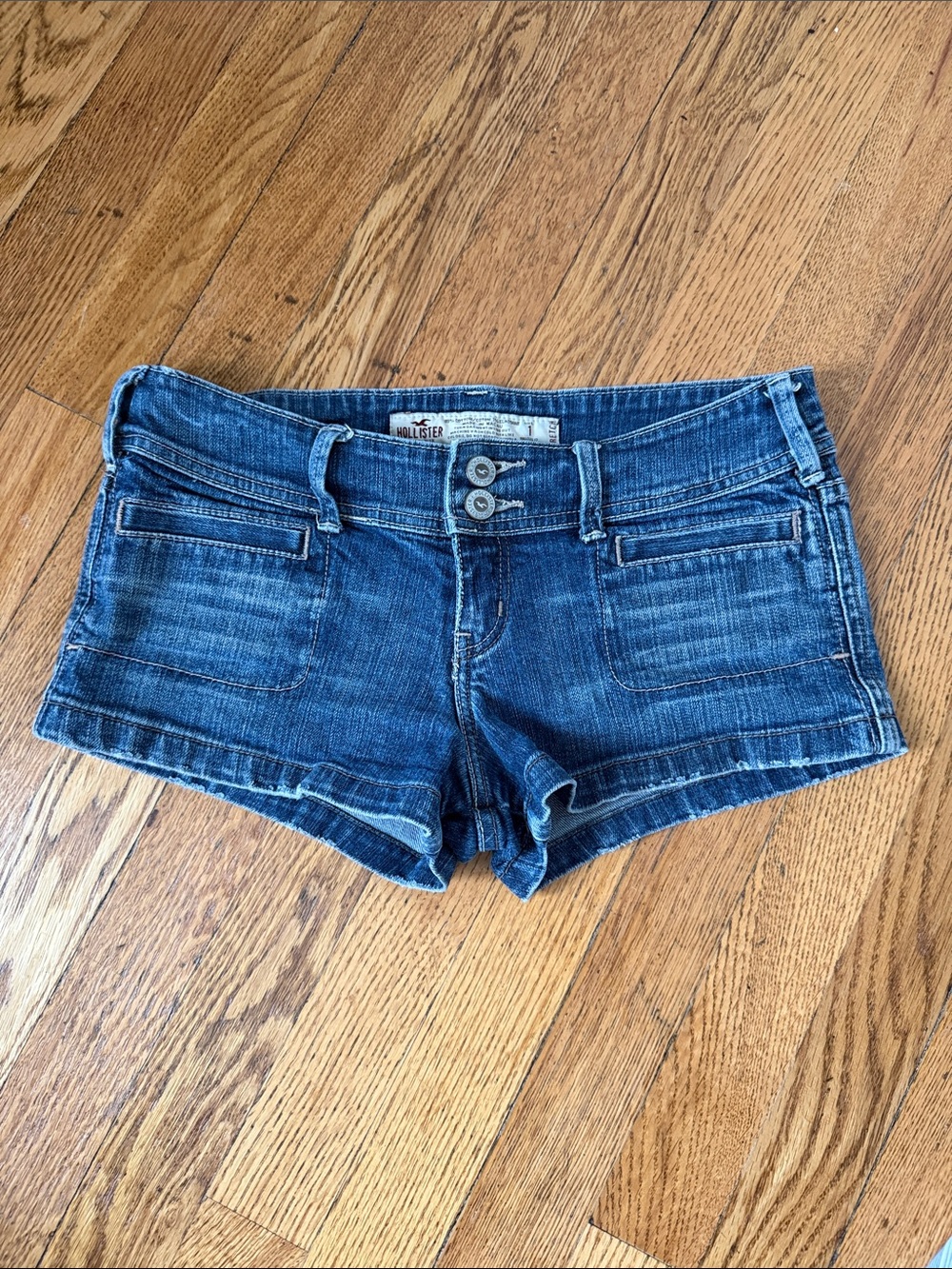 Vintage Y2K Hollister Blue Low-Rise Denim Mini Shorts